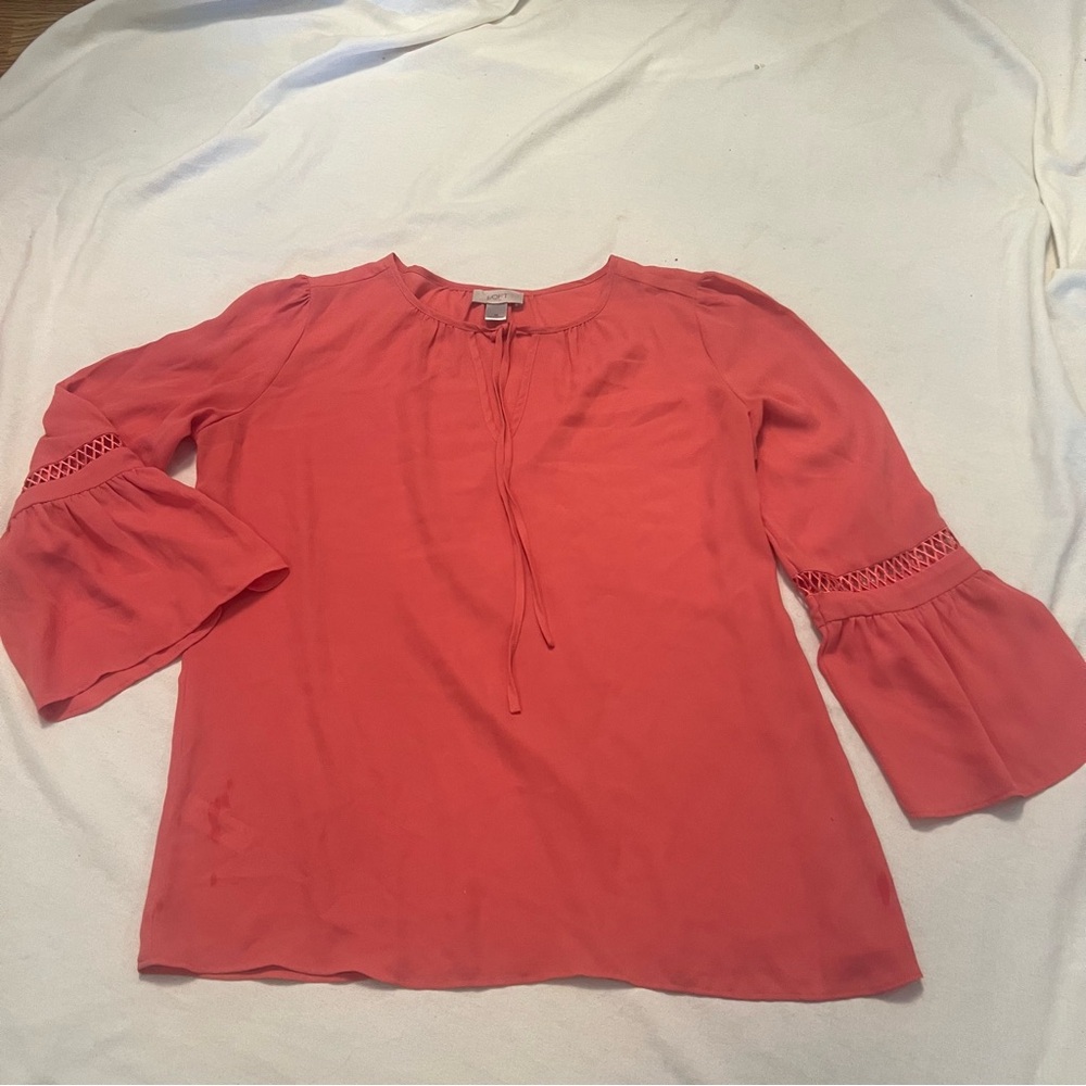 Loft balloon sleeve v neck blouse size medium